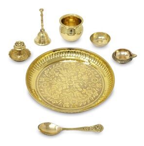 BENGALEN Brass Pooja Thali Set with Grey Gift... - Image 3