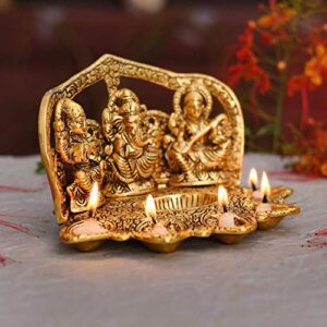 Laxmi Ganesh Saraswati Idol Diya Oil Lam... - Image 5