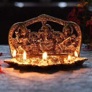 Laxmi Ganesh Saraswati Idol Diya Oil Lam... - Image 7