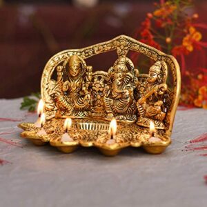 Laxmi Ganesh Saraswati Idol Diya Oil Lam... - Image 4