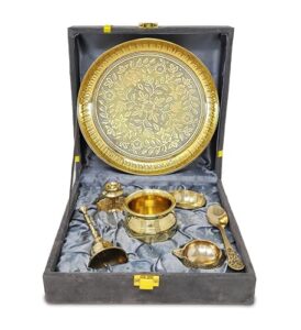 BENGALEN Brass Pooja Thali Set with Grey Gift... - Image 2