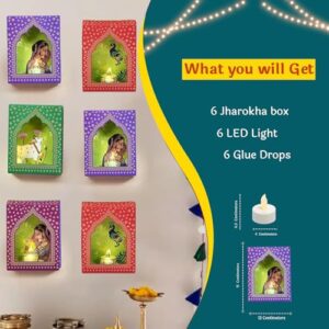 CraftVatika Jharokha Diyas Set of 6 with LED ... - Image 4