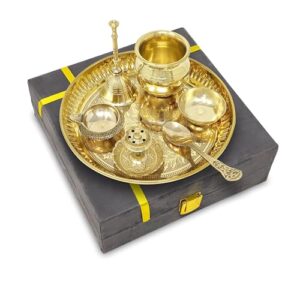 BENGALEN Brass Pooja Thali Set with Grey Gift... - Image 6