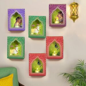CraftVatika Jharokha Diyas Set of 6 with LED ... - Image 2