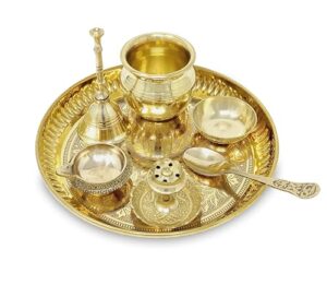 BENGALEN Brass Pooja Thali Set with Grey Gift... - Image 5