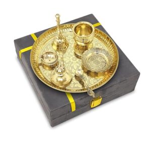 BENGALEN Brass Pooja Thali Set with Grey Gift... - Image 6