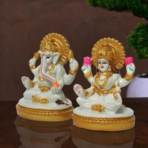Hand Painted Cultured White Marble Laksh... - Image 4