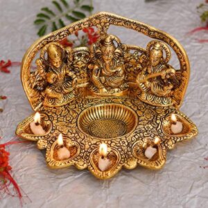 Laxmi Ganesh Saraswati Idol Diya Oil Lam... - Image 2