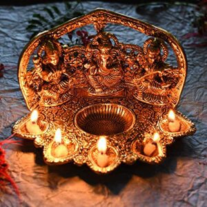 Laxmi Ganesh Saraswati Idol Diya Oil Lam... - Image 8