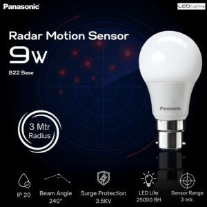 Panasonic 9 Watt Motion Sensor B22 Led Bulb for Home with 3 Mtr Radius Sensor Area, Auto Off After 15 Sec Comes with 25000 Bh Life and 1 Yr Warranty (Pk2) - Image 5