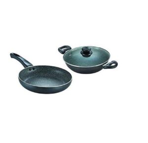 Prestige Omega Deluxe Granite Aluminium Non-Stick Cookware Twin Pack(Kadai with Lid 26cm, Fry Pan 26 cm, Black) - Image 2