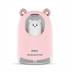 Aromya - oils from nature Cute Bear Humidifier with LED Light & Whisper-Quiet Technology | Portable Cool Mist Humidifier for Kids & Baby Rooms (Pink) - Image 2