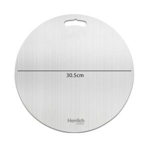 Herrlich Homes Round Stainless Steel Chopping Board for Kitchen | Free 2 Steel Straw | for Cutting Vegetables, Meat, Fish, Fruits | Unbreakable & Durable | Large | 30.5 cm Diameter - Image 8