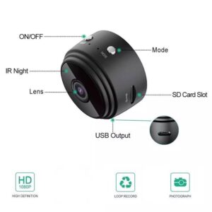 AB SmartEye Mini Wireless WiFi Security Camera | HD 1080p Indoor Video Recorder with Low Light Vision | Portable & Magnetic | Home, Office, and Baby Monitor - Image 3