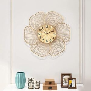 Zintex Golden Flower Iron Hanging Metal Wall Clock, Stylish Decorative Piece for Living Room, Bedroom, and Home Decor - Pack of 1 (Flower) - Image 3