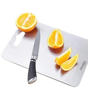 Herrlich Homes Rectangle Stainless Steel Chopping Board | Free Steel Straw | for Cutting Vegetables, Meat, Fish, Fruits | Easy to Clean | Chopping Board for Kitchen | M | 30 x 20 cm - Image 3