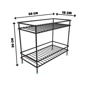 Rellon industries 2-Tier Kitchen Rack, Spice Rack for Kitchen, Shelf Rack Kitchen Pantry Jars Storage Organizer Multi Porpuse Storage Organizer, Kitchen Racks and Shelves Rack (BLACK 2) - Image 4