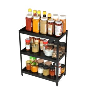 DECOWORLD || 3 Tier Multipurpose Countertop Organizer Rack || Multishelf Storage Stand for Kitchen, Bathroom or Dressing table|| Spice Rack,Cosmetics Organizer or Bathroom Organizer (Black) - Image 2