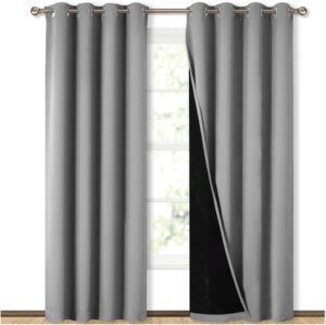 BFAM Premium Full Blackout Curtain -100% Blackout Curtain for Bedroom with Black Liner, Double LayerFull Room Darkening, noice reducing 4 feet Wide, Set of 2 (Silver Grey, 7 FT (Door)) - Image 2