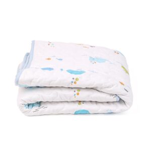 MOM'S HOME Organic Cotton All Season Baby Quilt | Light Weight | Soft | Perfect for Light Winters | 100x120 cm | 0-3 Year | Blue Whale | Reversible - Image 3