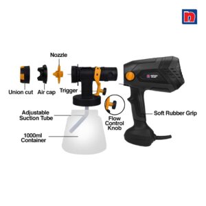 Nippon Paint Walls & Metal Surfaces Paint-Spray Gun|| Heavy Duty|| 850 W || 1000ml Container || (Yellow & Black) - Image 3