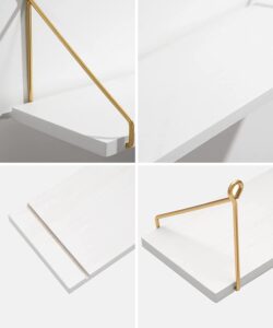 UHUD CRAFTS Wall Shelf for Living Room, Metallic Gold White Wall Mounted Shelves, Home Decor Items for Living Room/Bedroom, Set of 2 - Image 8