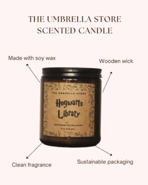 THE UMBRELLA STORE Hogwarts Library Scented Candle, Harry Potter Themed Scented Candle, Vegan Hand Poured 100% Soy Wax Candle, Luxury Scented, Home Decor Candle, Woody - Image 5