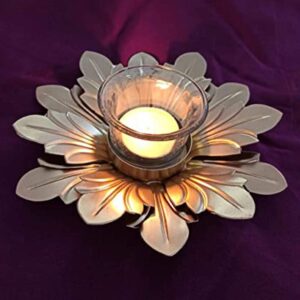 Easyera Lotus Golden Tealight Holder Stylishly Shaped Lotus Candle Stand Metal Beautiful Design Home Decoration Festival Occasions Size 12,10,8 Inch Set of 3 Not Include Glass(Adjustable) - Image 5