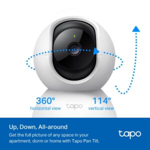 Tapo TP-Link C210 360° 3MP Full HD 2304 X 1296P Video Pan/Tilt Smart Wi-Fi Security Camera | Alexa Enabled | 2-Way Audio| Night Vision| Motion Detection | Indoor CCTV White - Image 5