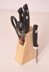 Stainless Steel Knife Set Kitchen Knife Set with Wooden Stand, Chef Knife, Bread Knife, Carving Knife, Vegetable Knife, Paring Knife - Pack of 1 - Image 5