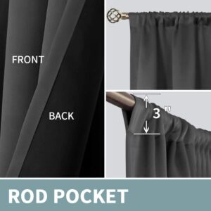 BFAM Curtain Thermal Insulated 100% Blackout Curtains for Bedroom,Living Room with Black Liner, Double Layer Full Room Darkening Noise Reducing Rod Pocket Window and Door Curtain, Set of 1 parda - Image 3