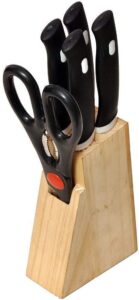 Wincy Kitchenware Wood Kitchen Knife Set with Wooden Block and Scissors, Knife Set for Kitchen with Stand, Knife Set for Kitchen use, Knife Holder for Kitchen with Knife 5-Pieces(Black) - Image 2