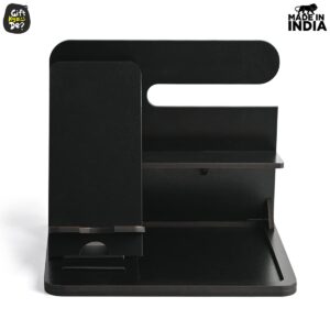 GKD Desk Organizer & Docking Station (6 in 1) with Mobile Stand Gift for Him Gift for Husband Gift for Brother Table Organizer (Black) (Eco Friendly) - Image 3