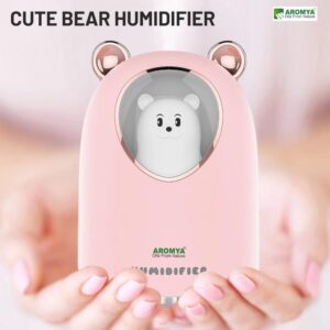 Aromya - oils from nature Cute Bear Humidifier with LED Light & Whisper-Quiet Technology | Portable Cool Mist Humidifier for Kids & Baby Rooms (Pink) - Image 4