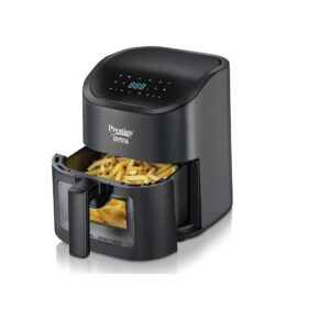 Prestige Crysta Electric Digital Airfryer 4.5L Basket, 1600W|Touch Panel with 9 Preset Menu|See-through Window with 25W Lamp|Food Grade Oil Brush|Time & Temperature control|Safety Interlocking|Black - Image 9