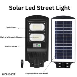 Homehop 60W Led All in One Solar Street Lights Outdoor Waterproof with Automatic Motion Sensor Wall lamp for Garden, Home, and Pathway (ABS, Cool White, Pack of 1) - Image 4