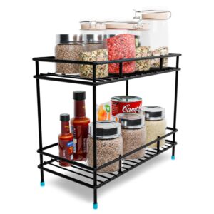 Rellon industries 2-Tier Kitchen Rack, Spice Rack for Kitchen, Shelf Rack Kitchen Pantry Jars Storage Organizer Multi Porpuse Storage Organizer, Kitchen Racks and Shelves Rack (BLACK 2) - Image 2