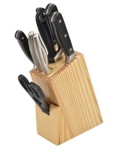 Stainless Steel Knife Set Kitchen Knife Set with Wooden Stand, Chef Knife, Bread Knife, Carving Knife, Vegetable Knife, Paring Knife - Pack of 1 - Image 4