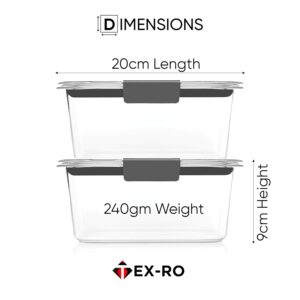 TEX-RO Air Tight Container For Fridge Organizer Plastic Container Storage Set Fridge Storage Boxes, Kitchen Accessories Set Organization & Kitchen Storage (Set of 4, polyethylene Terephthalate) Black - Image 4