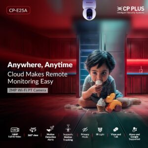 CP PLUS 2MP Full HD Smart Wi-Fi CCTV Home Security Camera | 360° with Pan Tilt | View & Talk | Motion Alert | Night Vision | SD Card (Upto 128 GB), Alexa & Google Support | IR Distance 10mtr | CP-E25A - Image 3