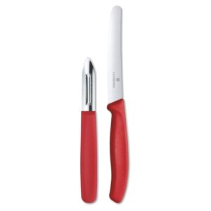 Victorinox Swiss Made Stainless Steel Swiss Classic Kitchen Knife Set (2 Pcs) Wavy Edge 11 cm and Traditional Peeler, Red, Kitchen Tools and Items | CB.5.0201.31 - Image 2