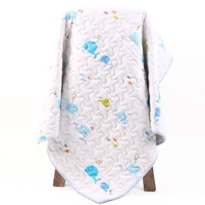 MOM'S HOME Organic Cotton All Season Baby Quilt | Light Weight | Soft | Perfect for Light Winters | 100x120 cm | 0-3 Year | Blue Whale | Reversible - Image 2