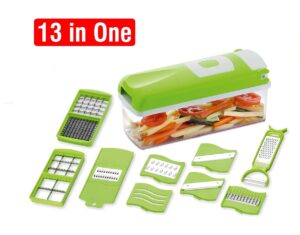 Well Set 13 in 1 Multipurpose Chopper, Fruits & Vegetable Cutters, Grater Peeler Chipser, Unbreakable Food Grade Body, Easy Push to Clean Button Slicer Dicer, Chopper for Kitchen - Image 3