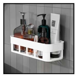 ADL PASSION Wall Mounted Plastic Self Adhesive Bathroom Shelf/Bathroom Organizer/Bathroom Accessories/Bathroom Shelf for Wall/Wall Mounted Shelf (White) - Image 2