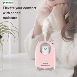 Aromya - oils from nature Cute Bear Humidifier with LED Light & Whisper-Quiet Technology | Portable Cool Mist Humidifier for Kids & Baby Rooms (Pink) - Image 5