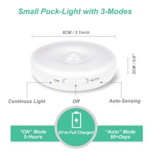 ICEKO KN ABS 3-Packs Motion Sensor Light Indoor,Rechargeable Battery Powered Led Closet Lights Puck Lights Step Lights With 3M Adhesive,Stick On Lights For Under Cabinet (White) - Image 5