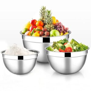 Karfe Premium Stainless Steel Mixing Bowl Set – 3 Sizes (14/16/18 cm) – Heavy-Duty German TT Design, Ultra-Durable & Rust-Resistant – 3-Piece Set for Cooking, Baking, and Meal Prep, Silver - Image 5