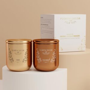 Luxury Metal Jar Scented Candles Gift Set - Gold & Copper | Fragrance- Oudh and Ocean Breeze (Pack of 2) - Image 2