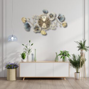 THE DECOR COMPANY Metal Wall Clock - Floral Design with Silent Sweep Machine - Ideal Home Decor Items and Wall Decoration Items for Living Room/Bedroom/Dining Hall/Office/Cafes/Hotels - Image 9