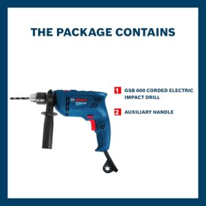 BOSCH GSB 600 Corded Electric Impact Drill | 600 W Motor | Speed upto 3000 RPM | Rated Torque of 1.4 Nm | Impact rate upto 48000 BPM | Double Insulation | 1 Year Warranty - Image 3